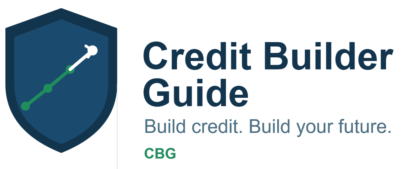 Logo de Credit Builder Guide con escudo y gráfico de crecimiento.